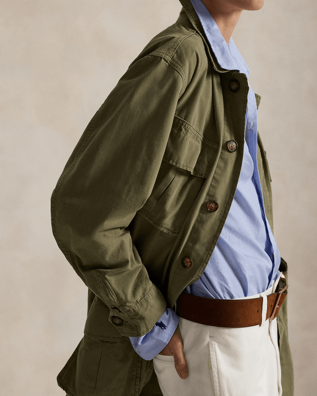 POLO RALPH LAUREN - Veste utilitaire en toile de coton Vert olive - Lothaire