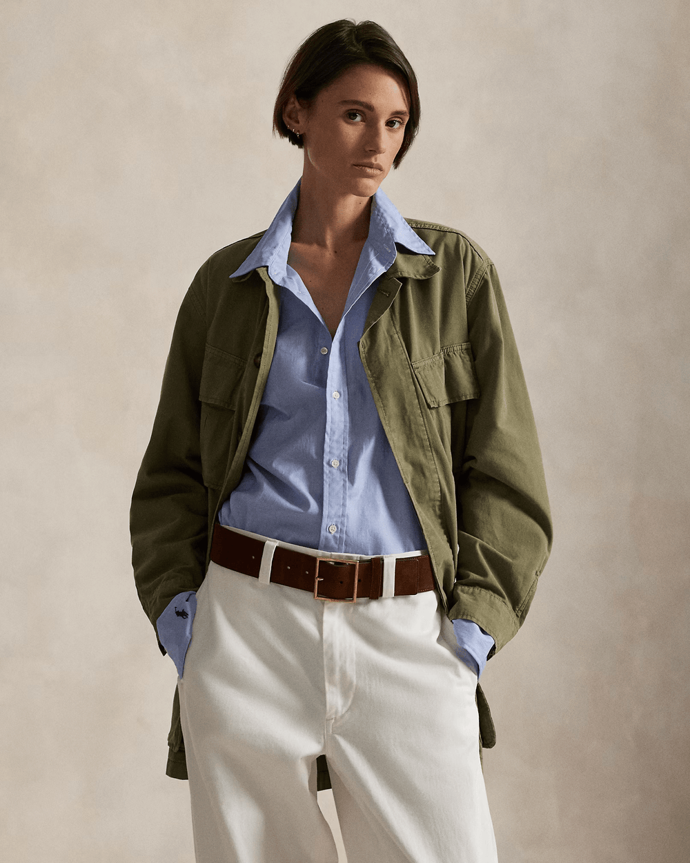 POLO RALPH LAUREN - Veste utilitaire en toile de coton Vert olive - Lothaire