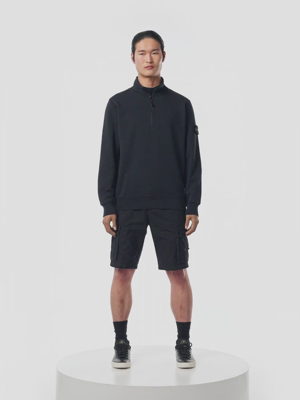 STONE ISLAND – Sweat demi-zip en coton biologique Bleu marine