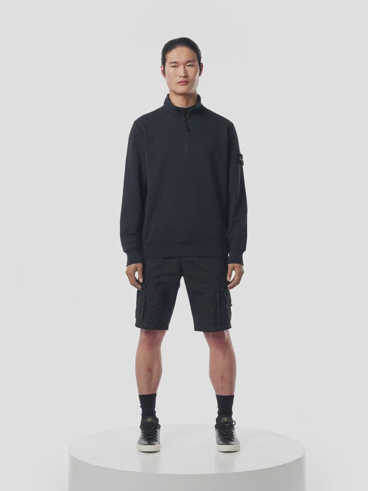 STONE ISLAND – Sweat demi-zip en coton biologique Bleu marine