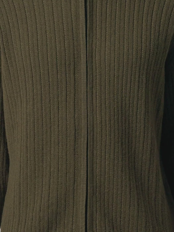 STONE ISLAND - Pull zippé Wool Cashmere S.I. Ghost Vert militaire