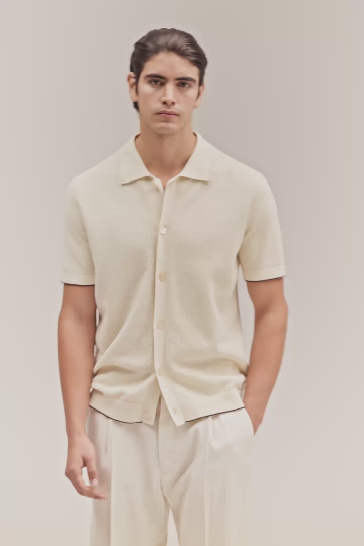 NN. 07 - Polo Nalo à coutures texturées Ivoire