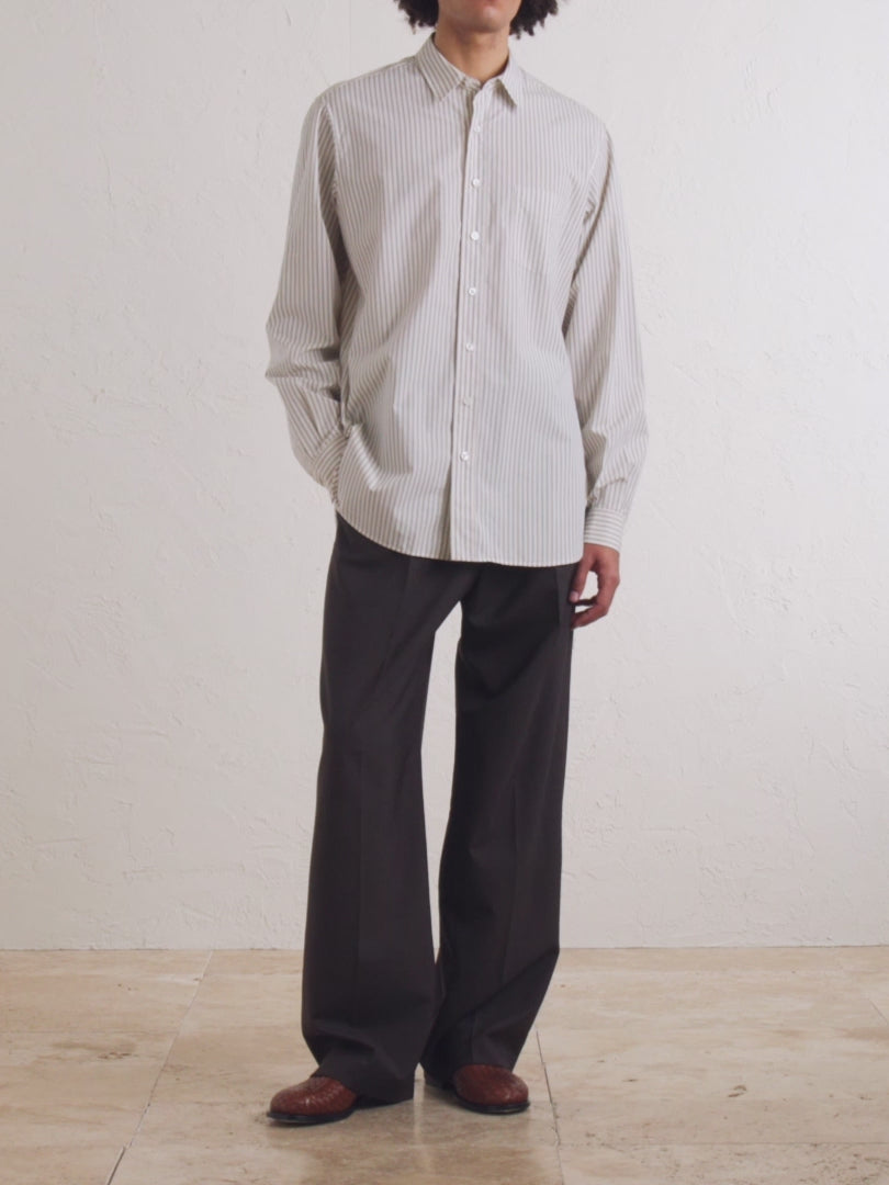 THE ROW - Chemise Kardiff en coton à rayures Beige clair et Noir