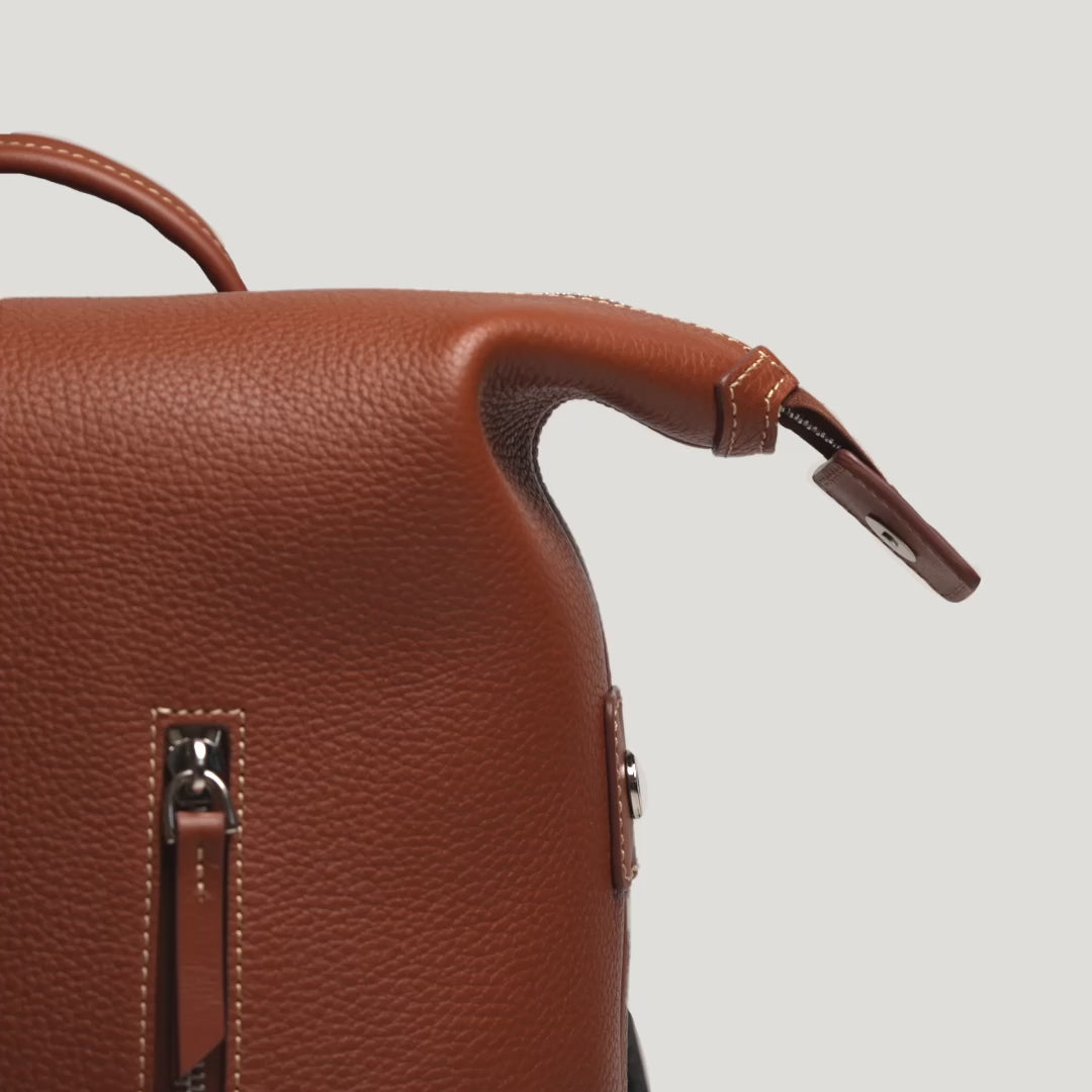 LUNDI PARIS - Sac à dos ROMEO en cuir Cognac