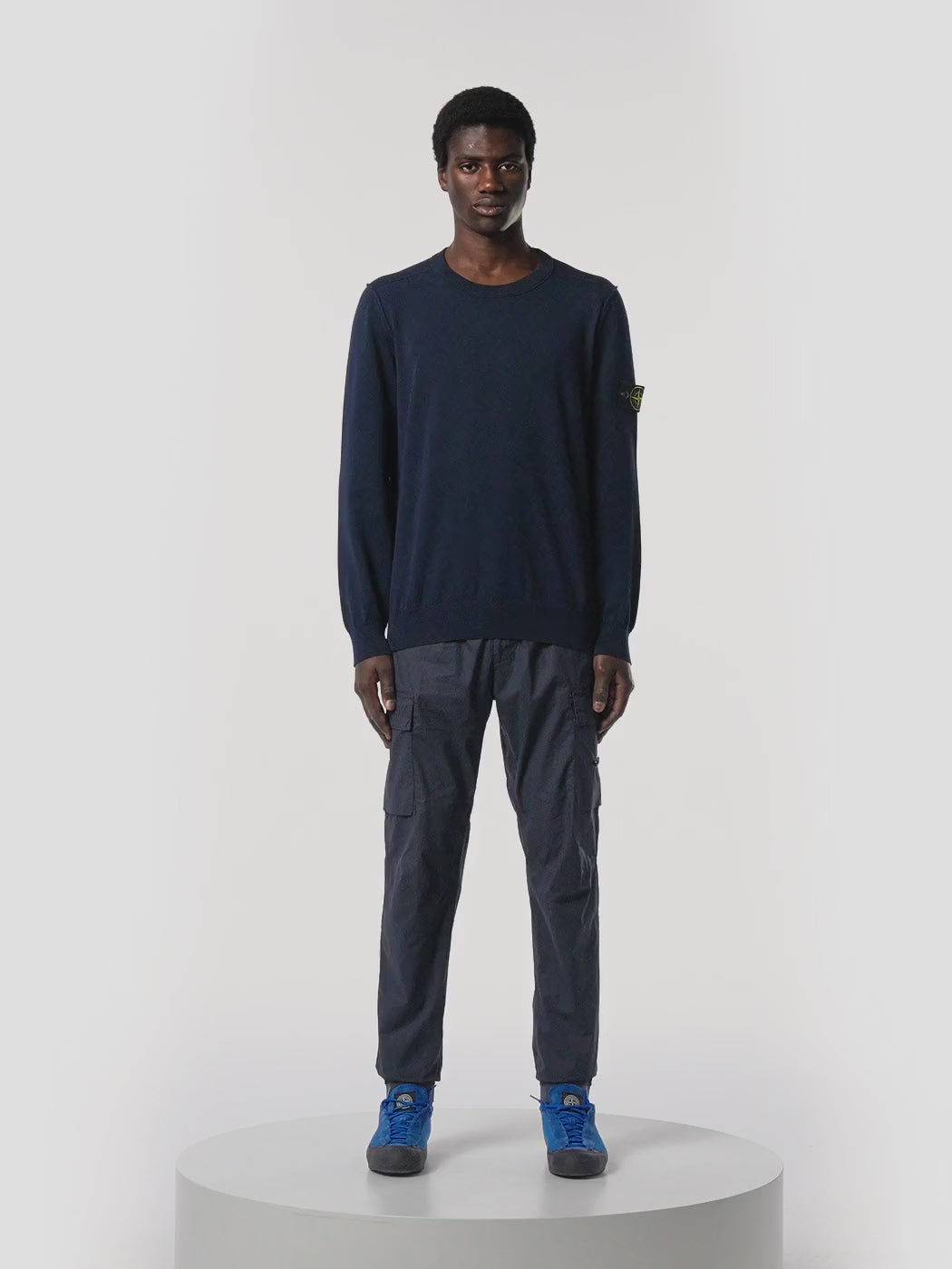 STONE ISLAND - Crewneck jumper with rolled edge seams Marine