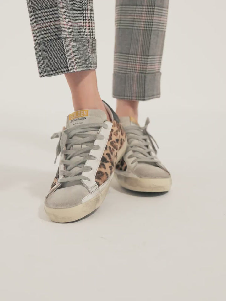 GOLDEN GOOSE FEMME - Women's Super-Star in leopard print leather Beige