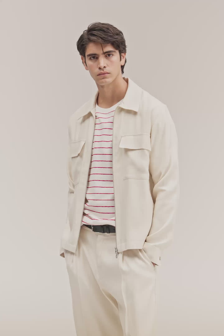 NN. 07 - Veste Alban Mélange hybride de lin Ivoire