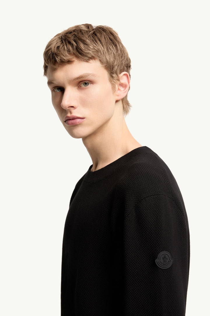 MONCLER – Pull en maille de coton Noir