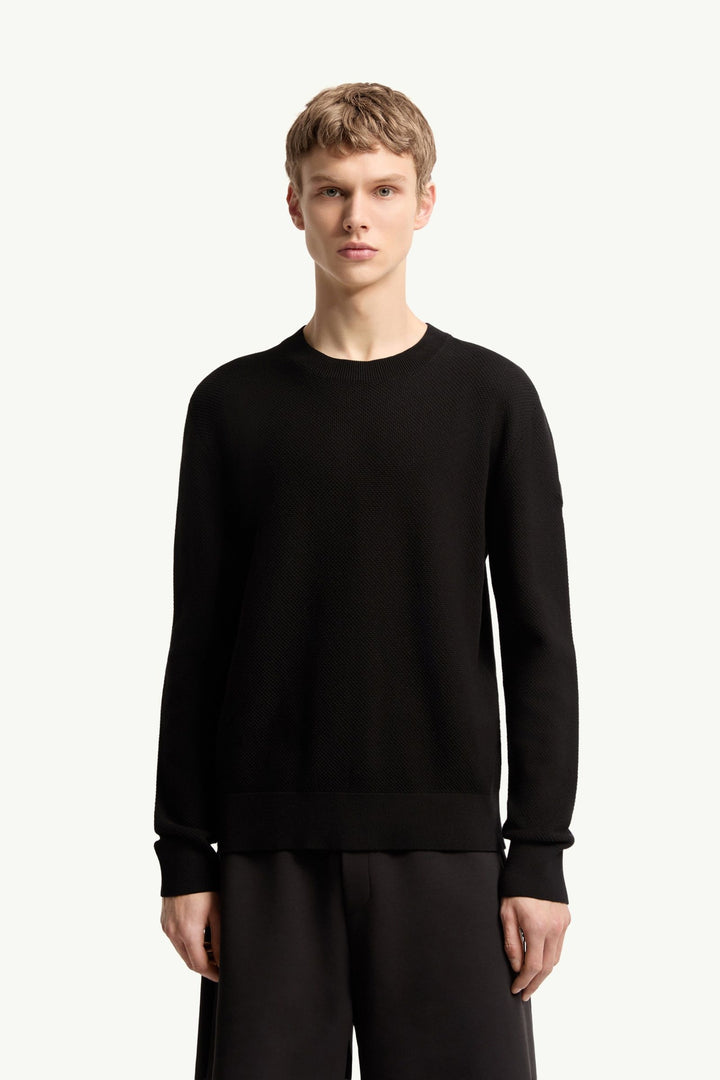 MONCLER – Pull en maille de coton Noir