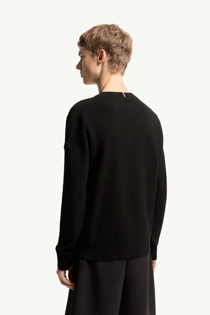 MONCLER – Pull en maille de coton Noir