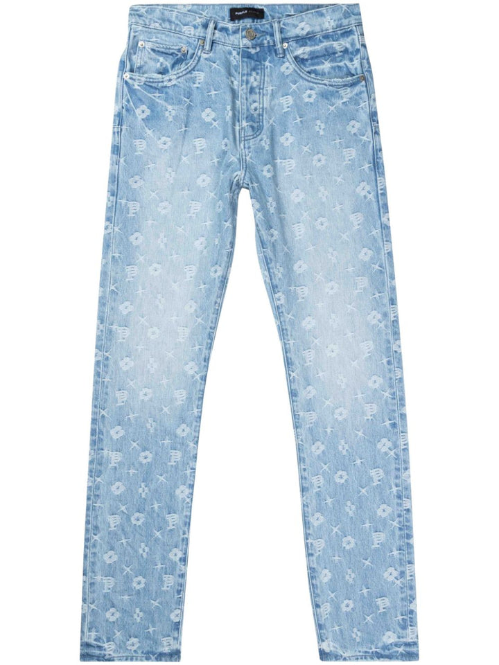 Purple Brand jean à motif monogrammé p005 - mfli224 lt indigo bleu - Lothaire