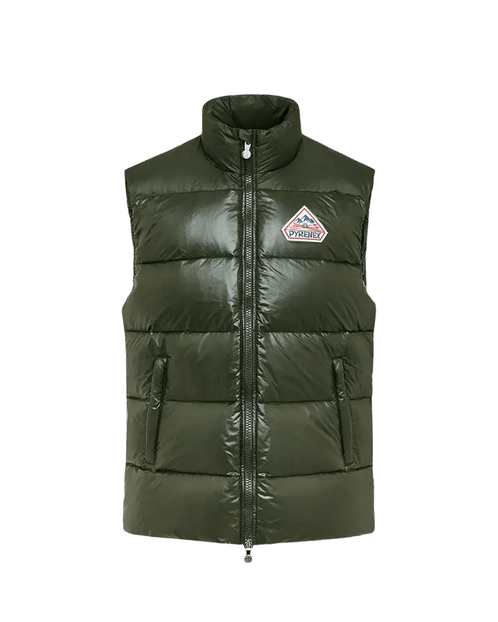 PYRENEX - Doudoune sans - manche unisexe John Deep vert khaki brillant HIVER 2025 - 2026 👍 - Lothaire