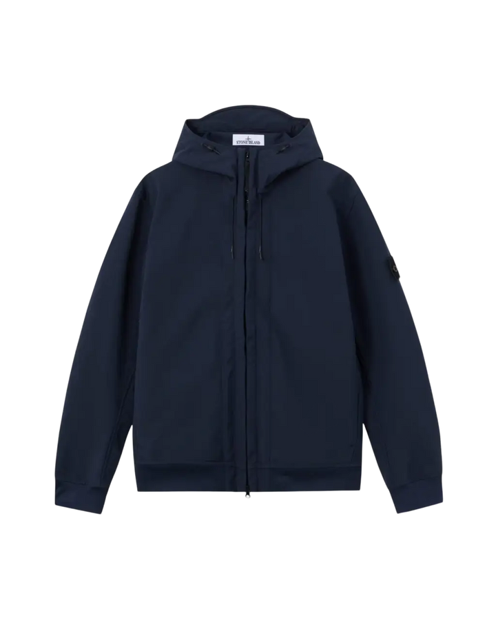 STONE ISLAND - Veste Soft Shell-R à capuche Bleu marine