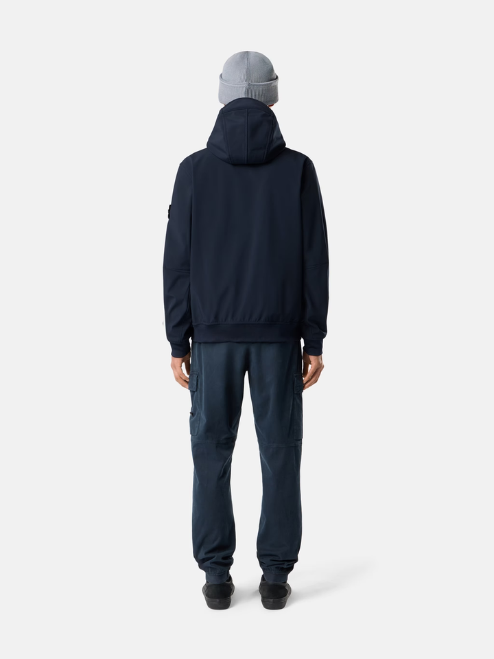 STONE ISLAND - Veste Soft Shell-R à capuche Bleu marine