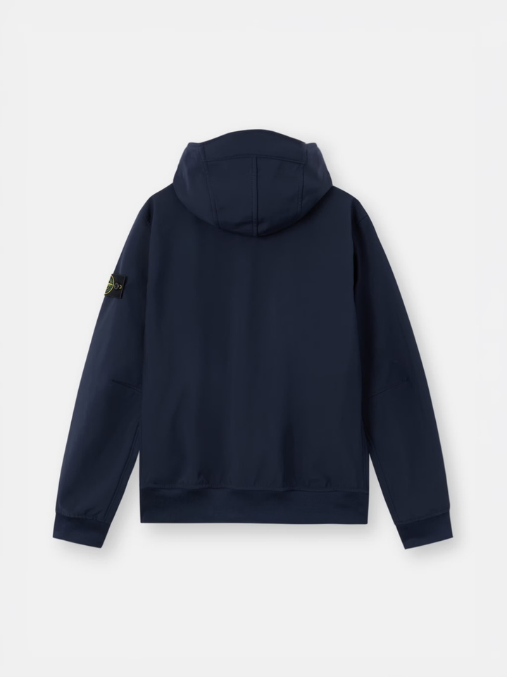 STONE ISLAND - Veste Soft Shell-R à capuche Bleu marine