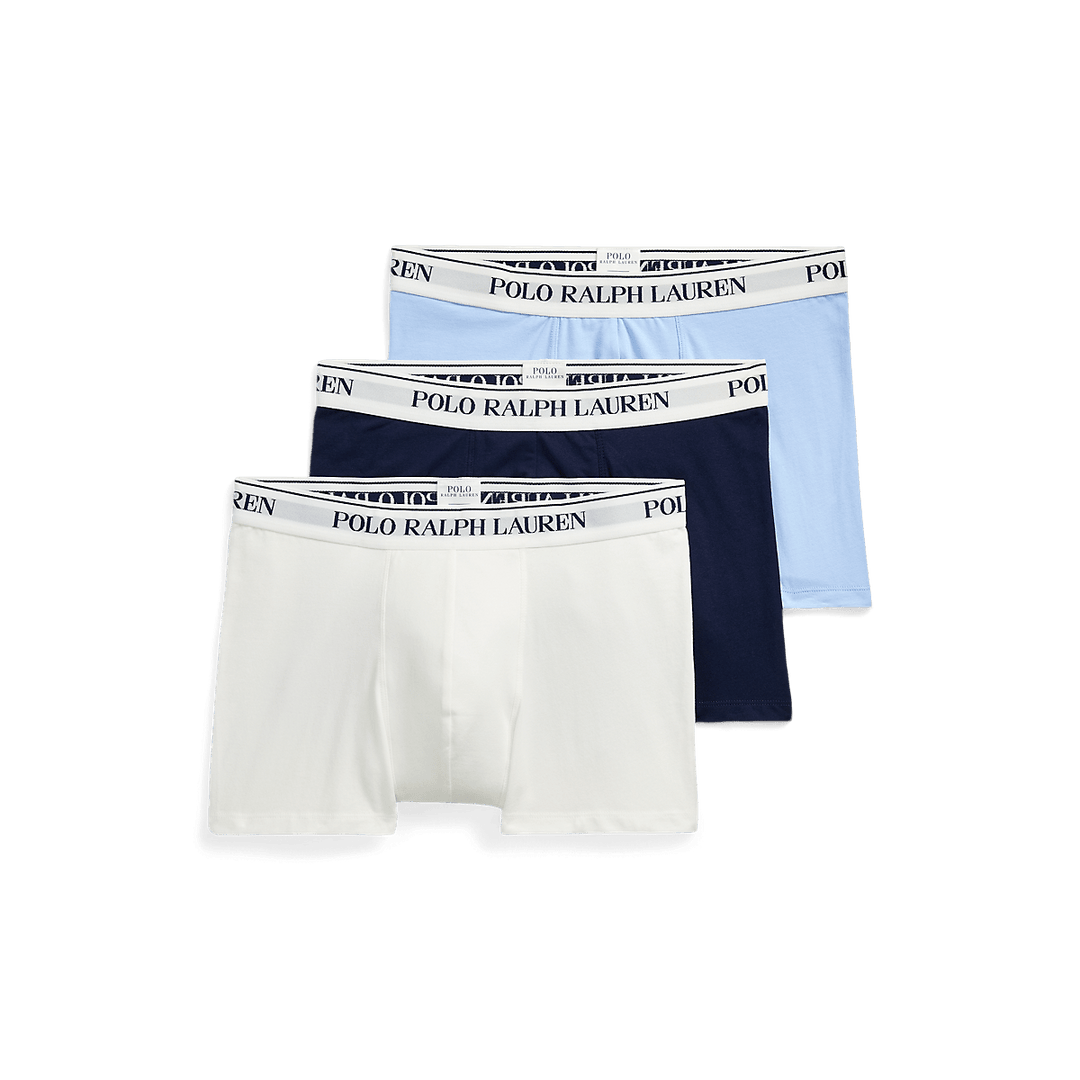 RALPH LAUREN - 3 slips - boxers classiques coton stretch Bleu - Lothaire