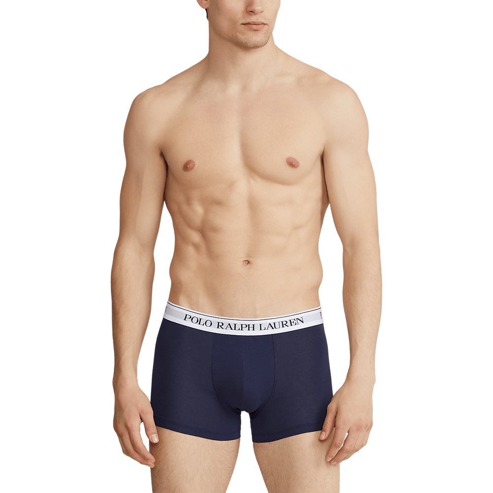 RALPH LAUREN 3 slips - boxers classiques coton stretch Bleu et Blanc - Lothaire