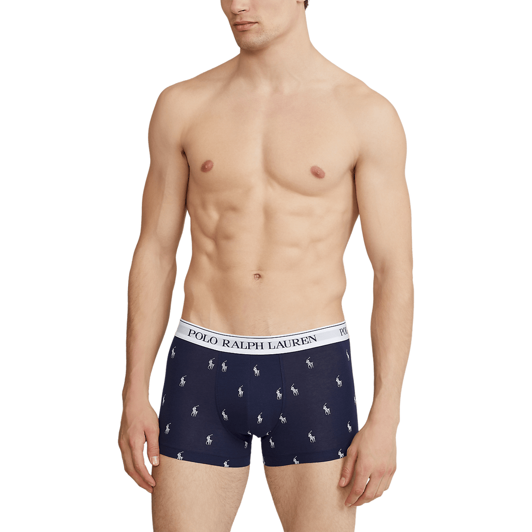 RALPH LAUREN 3 slips - boxers classiques coton stretch Bleu et Blanc - Lothaire
