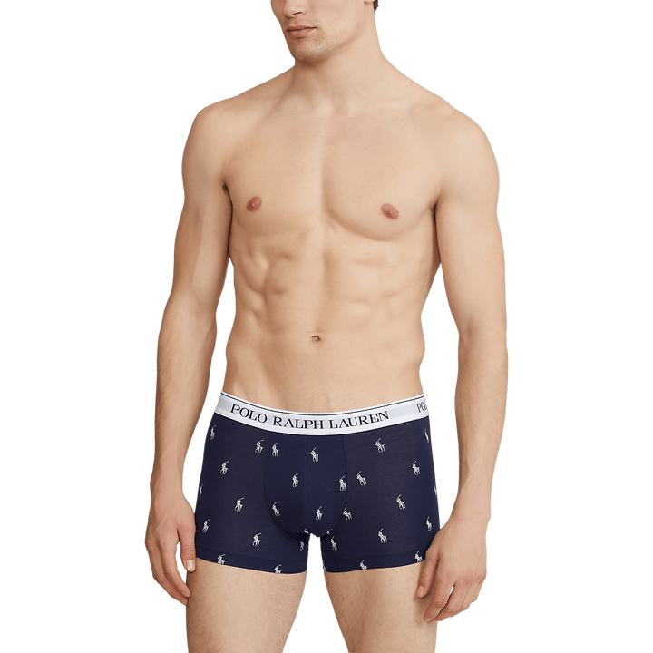 RALPH LAUREN 3 slips - boxers classiques coton stretch Bleu et Blanc - Lothaire