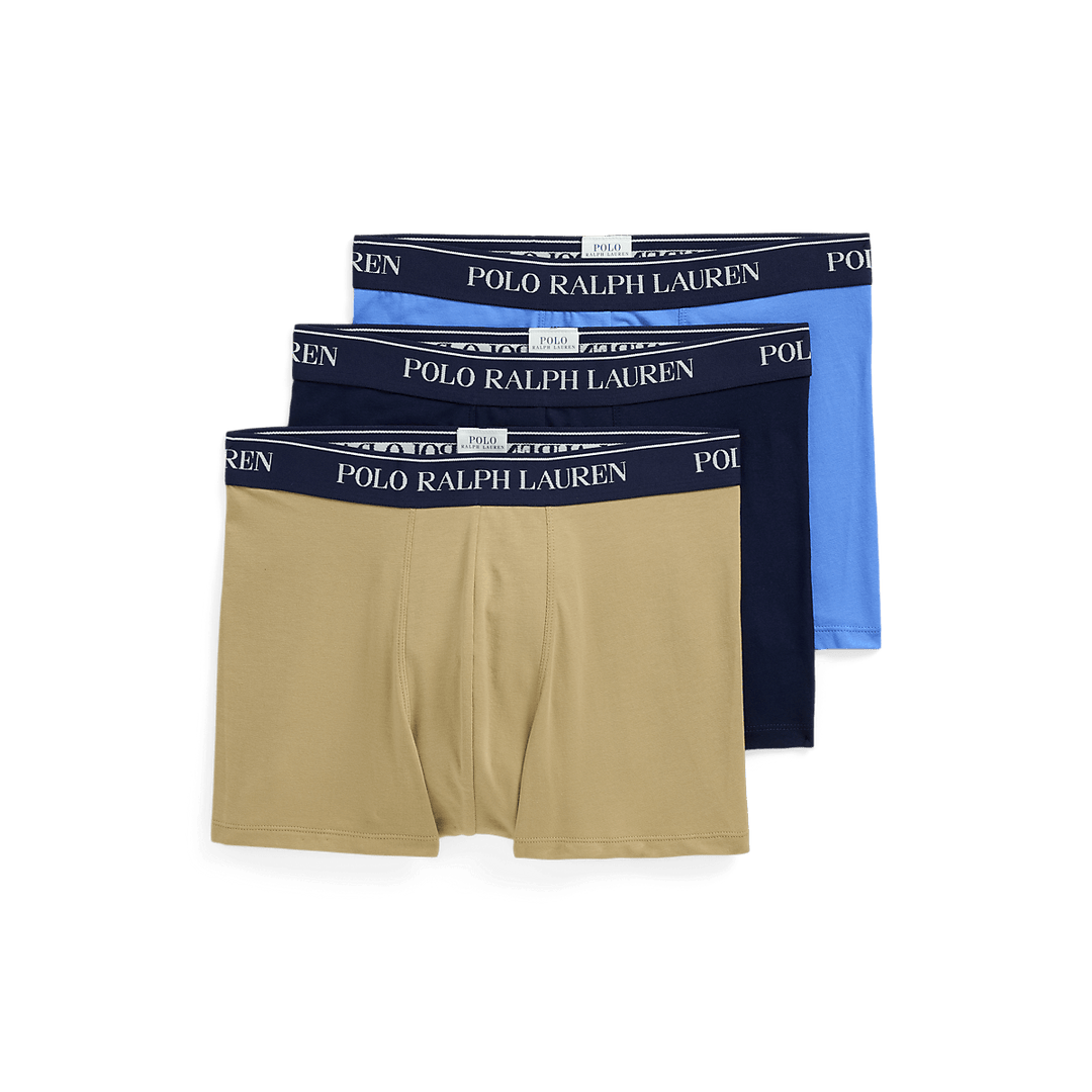 RALPH LAUREN - 3 slips - boxers classiques coton stretch Maron, Noir et Bleu - Lothaire