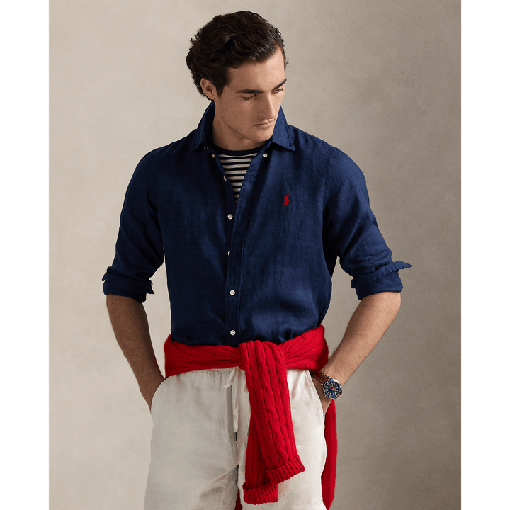 RALPH LAUREN - Chemise en lin Custom Fit Bleu marine - Lothaire