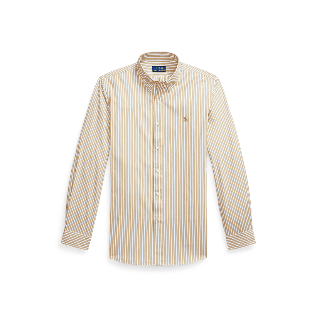 RALPH LAUREN - Chemise rayée ajustée popeline stretch Beige - Lothaire
