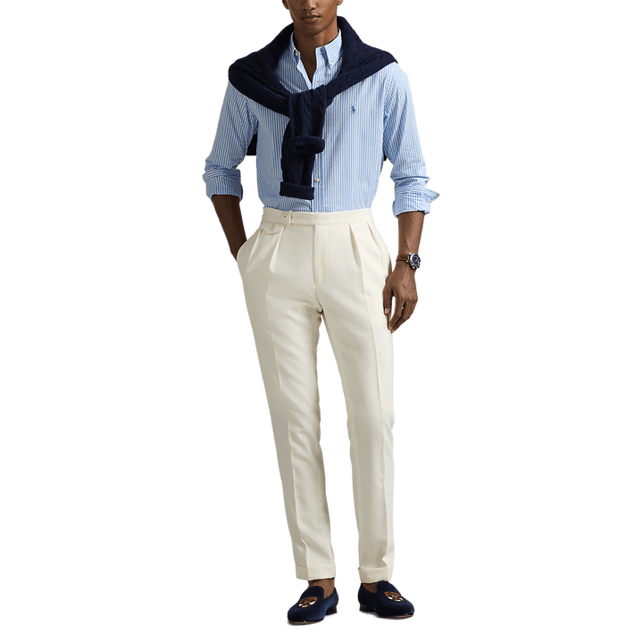 RALPH LAUREN - Chemise rayée ajustée popeline stretch Bleu - Lothaire