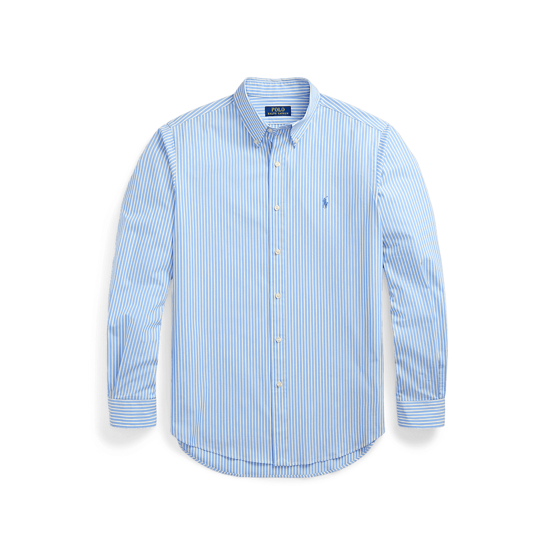 RALPH LAUREN - Chemise rayée ajustée popeline stretch Bleu - Lothaire