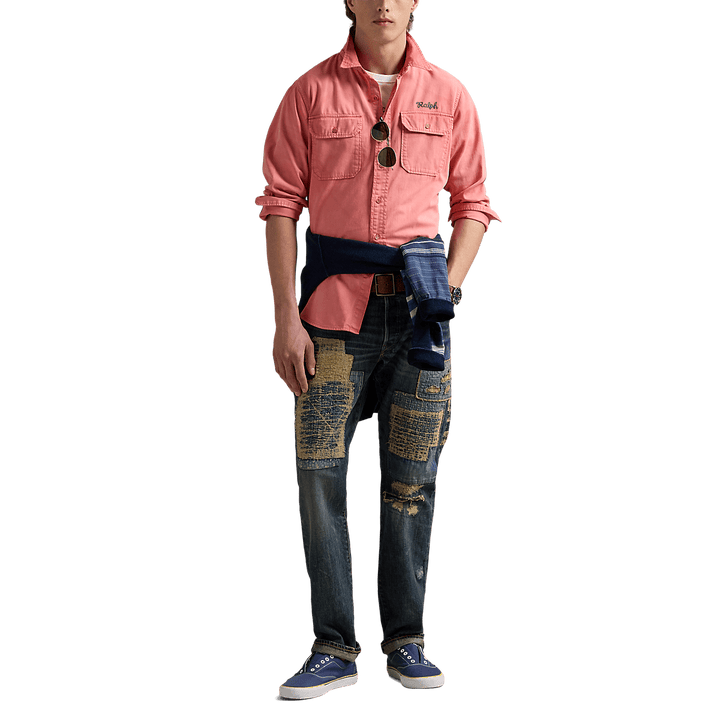RALPH LAUREN - Chemise workwear brodée classique chino Rouge - Lothaire
