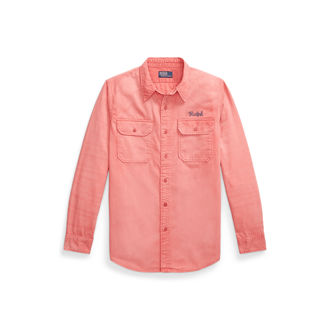 RALPH LAUREN - Chemise workwear brodée classique chino Rouge - Lothaire