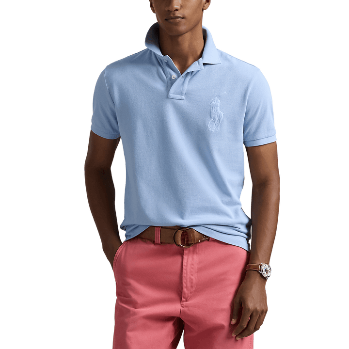 RALPH LAUREN - Polo Big Pony en piqué coupe ajustée Bleu ciel - Lothaire