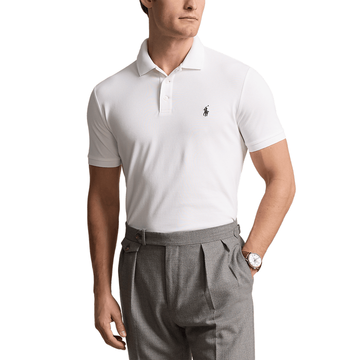 RALPH LAUREN - Polo en piqué stretch Custom Slim Fit Blanc - Lothaire