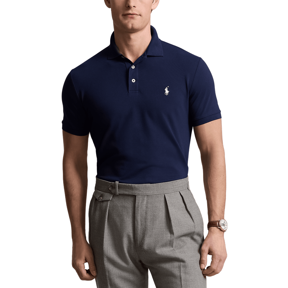 RALPH LAUREN - Polo en piqué stretch Custom Slim Fit Bleu marine - Lothaire