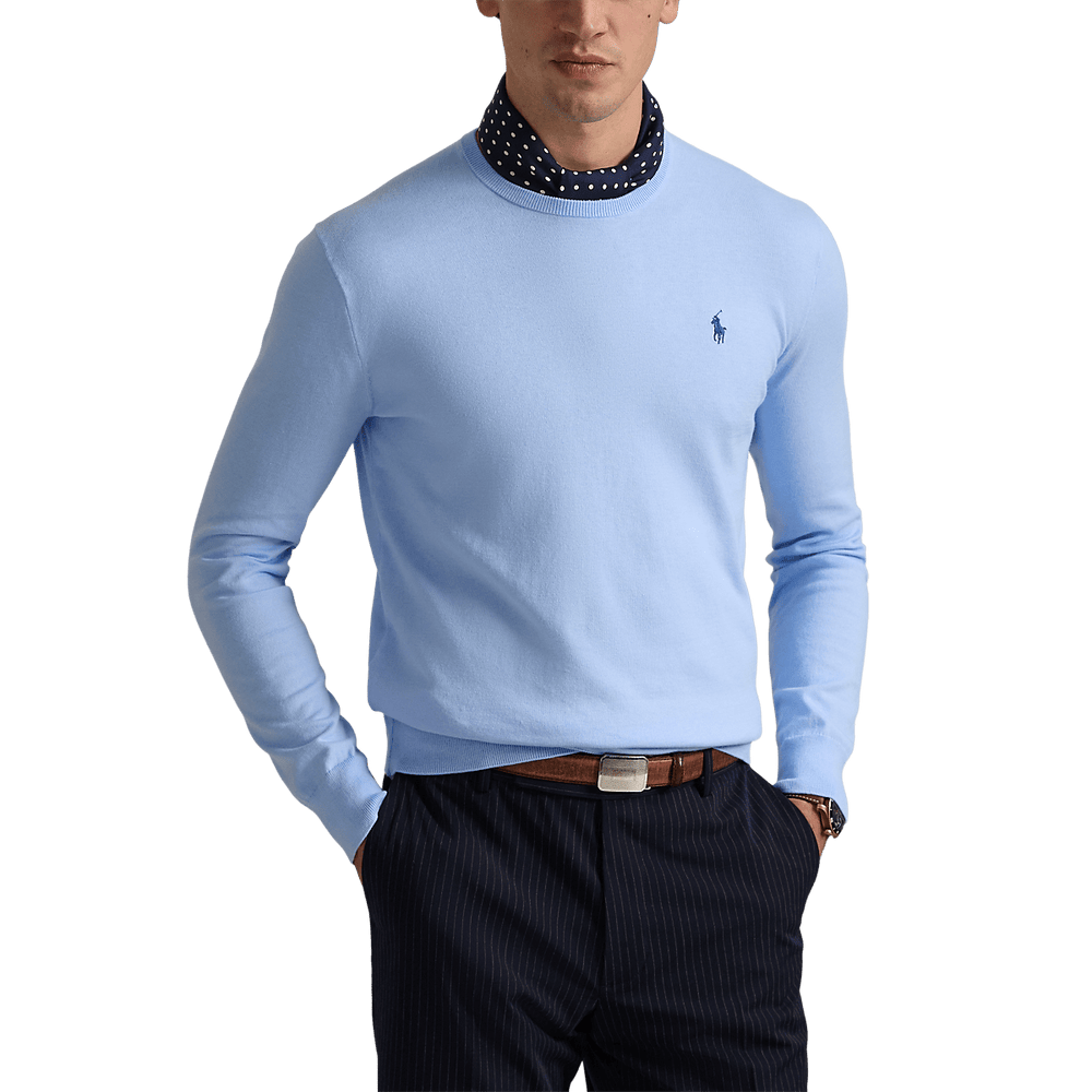 RALPH LAUREN - Pull Slim Fit en coton texturé Bleu ciel - Lothaire