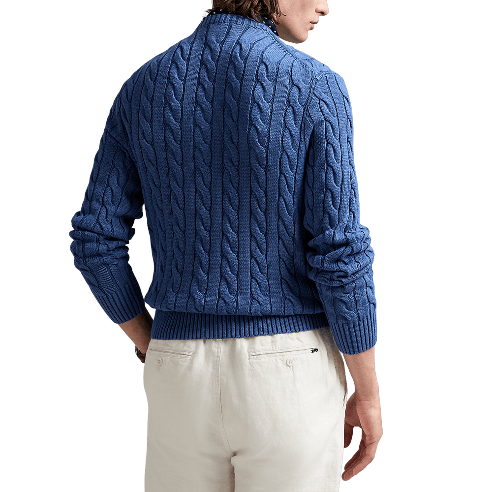 RALPH LAUREN - Pull torsadé en coton teint en pièce Bleu - Lothaire