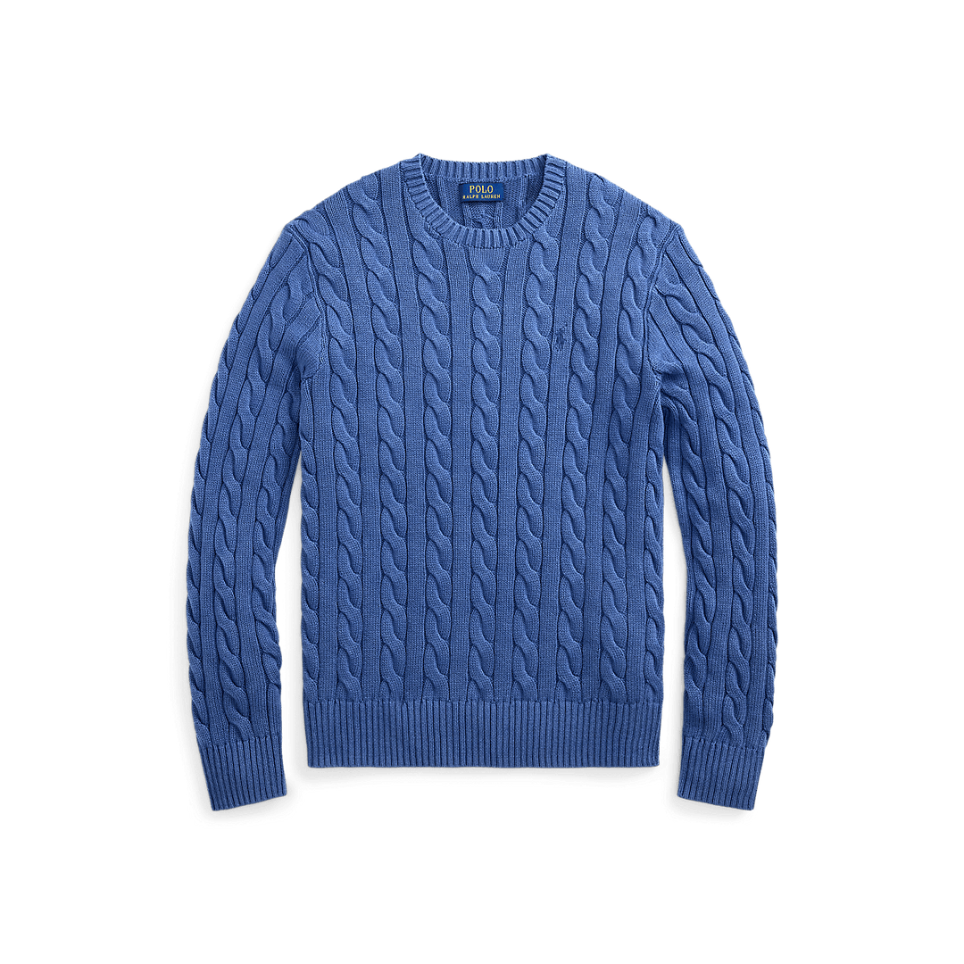 RALPH LAUREN - Pull torsadé en coton teint en pièce Bleu - Lothaire