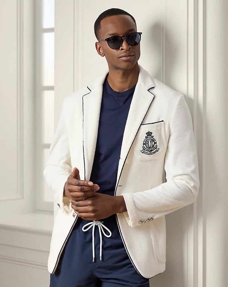 RALPH LAUREN PURPLE - Blazer fait main brodé en coton éponge Blanc - Lothaire