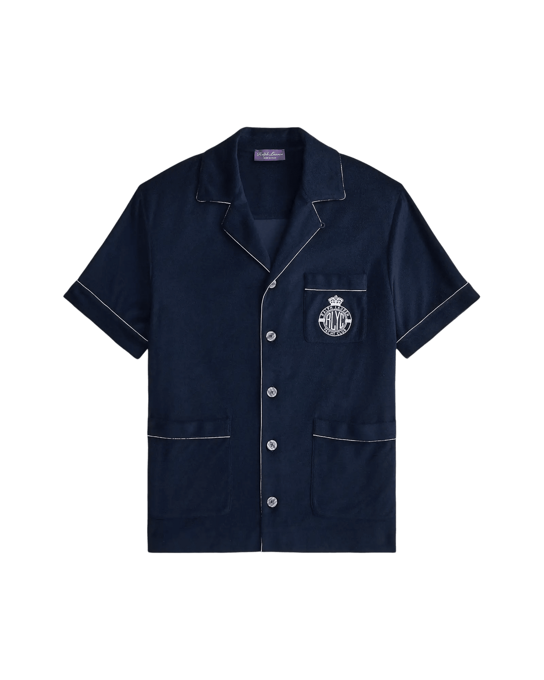 RALPH LAUREN PURPLE LABEL - Chemise cabana en coton et soie Marine président - Lothaire