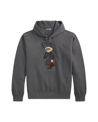 RALPH LAUREN PURPLE LABEL - Hoodie Relaxed en Laine et Cachemire Gris Foncé Chiné - Lothaire