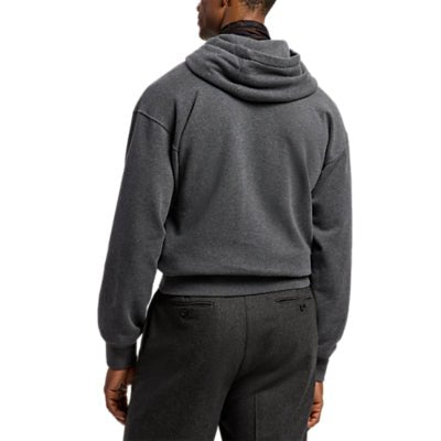 RALPH LAUREN PURPLE LABEL - Hoodie Relaxed en Laine et Cachemire Gris Foncé Chiné - Lothaire