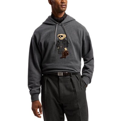 RALPH LAUREN PURPLE LABEL - Hoodie Relaxed en Laine et Cachemire Gris Foncé Chiné - Lothaire