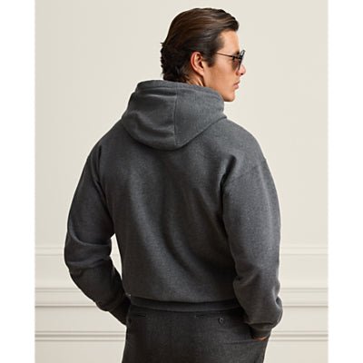 RALPH LAUREN PURPLE LABEL - Hoodie Relaxed en Laine et Cachemire Gris Foncé Chiné - Lothaire