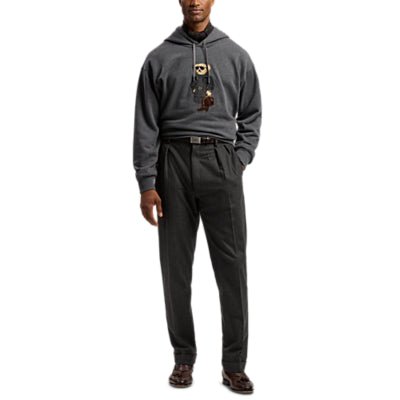 RALPH LAUREN PURPLE LABEL - Hoodie Relaxed en Laine et Cachemire Gris Foncé Chiné - Lothaire