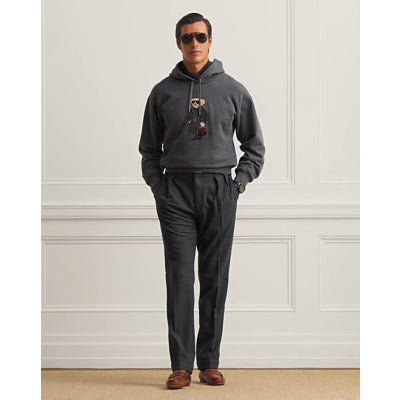 RALPH LAUREN PURPLE LABEL - Hoodie Relaxed en Laine et Cachemire Gris Foncé Chiné - Lothaire