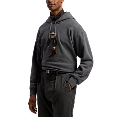 RALPH LAUREN PURPLE LABEL - Hoodie Relaxed en Laine et Cachemire Gris Foncé Chiné - Lothaire