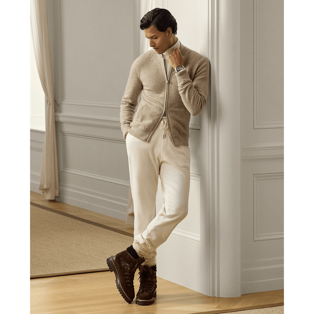 RALPH LAUREN PURPLE LABEL - Pull entièrement zippé en cachemire Mélange truffe - Lothaire