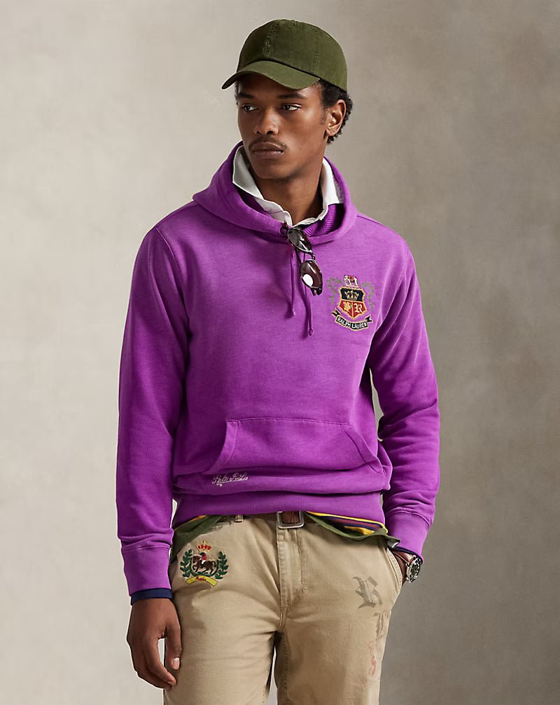 RALPH LAUREN PURPLE LABEL - Sweat à capuche en polaire brodé coupe vintage Paloma Violet - Lothaire