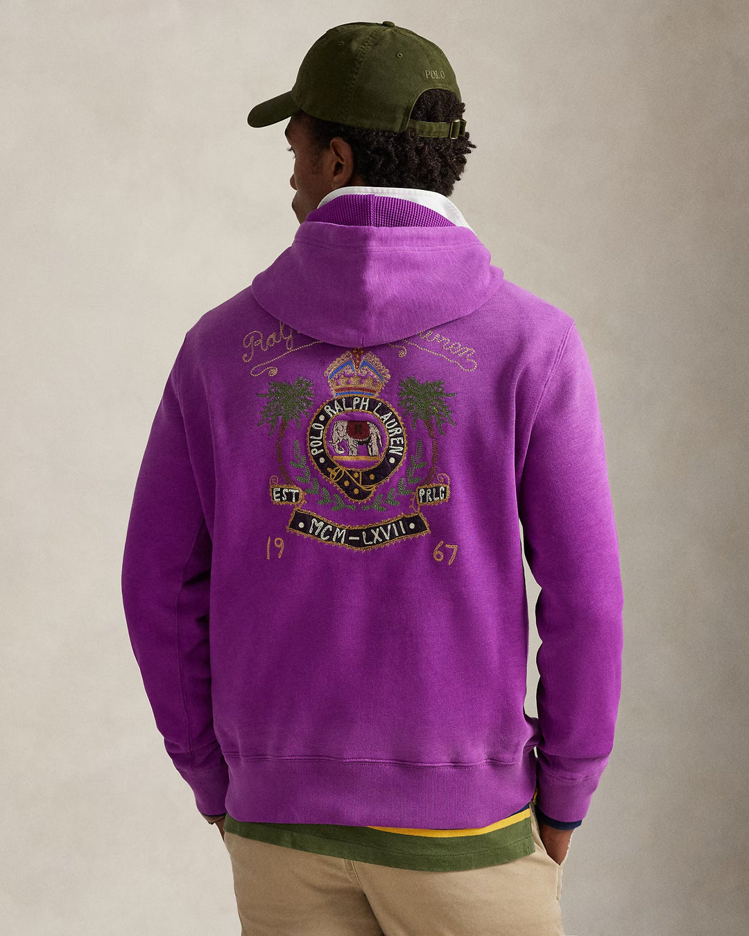 RALPH LAUREN PURPLE LABEL - Sweat à capuche en polaire brodé coupe vintage Paloma Violet - Lothaire