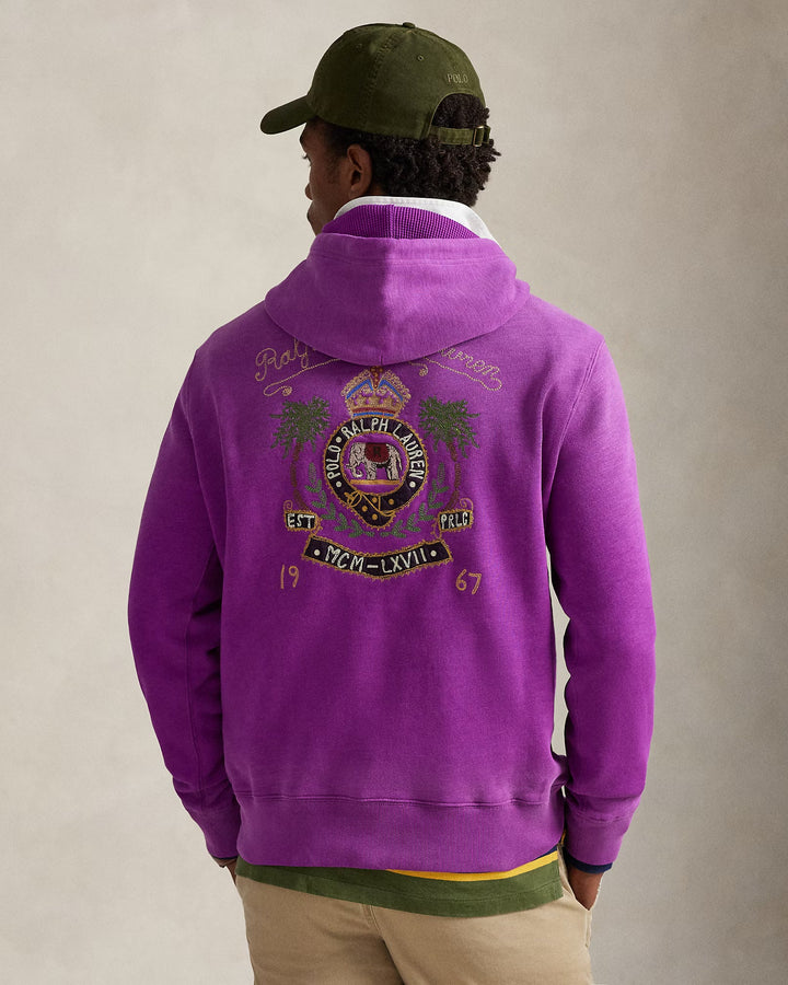 RALPH LAUREN PURPLE LABEL - Sweat à capuche en polaire brodé coupe vintage Paloma Violet - Lothaire