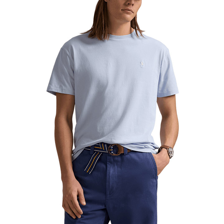 RALPH LAUREN - T-shirt à col rond Custom Slim Fit Bleu ciel - Lothaire